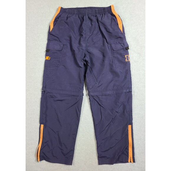 Vintage Starter University Of Illinois Cargo Track Pants Convertible Shorts M - Picture 1 of 13